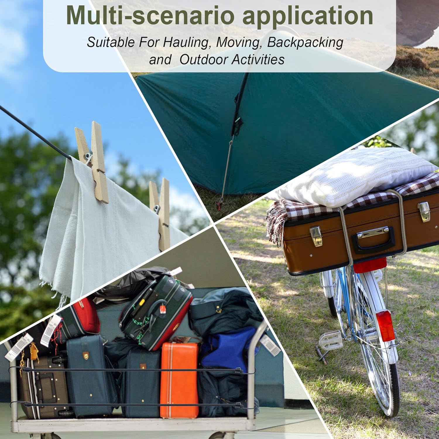 18Inch Bungee Cords with Hooks,6Pcs Heavy Duty Extra Strong Outdoor Elastic Rope