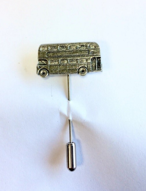 Solid 935 Argentium Silver Double Decker Bus Design Men's Luxury Lapel Pin