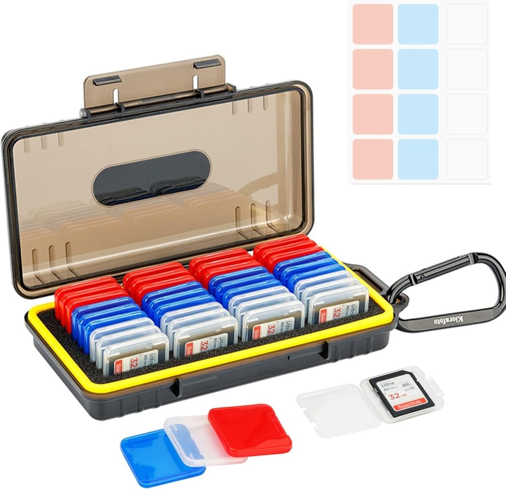 Compact SD Card Case for 36 Cards, Water-Resistant