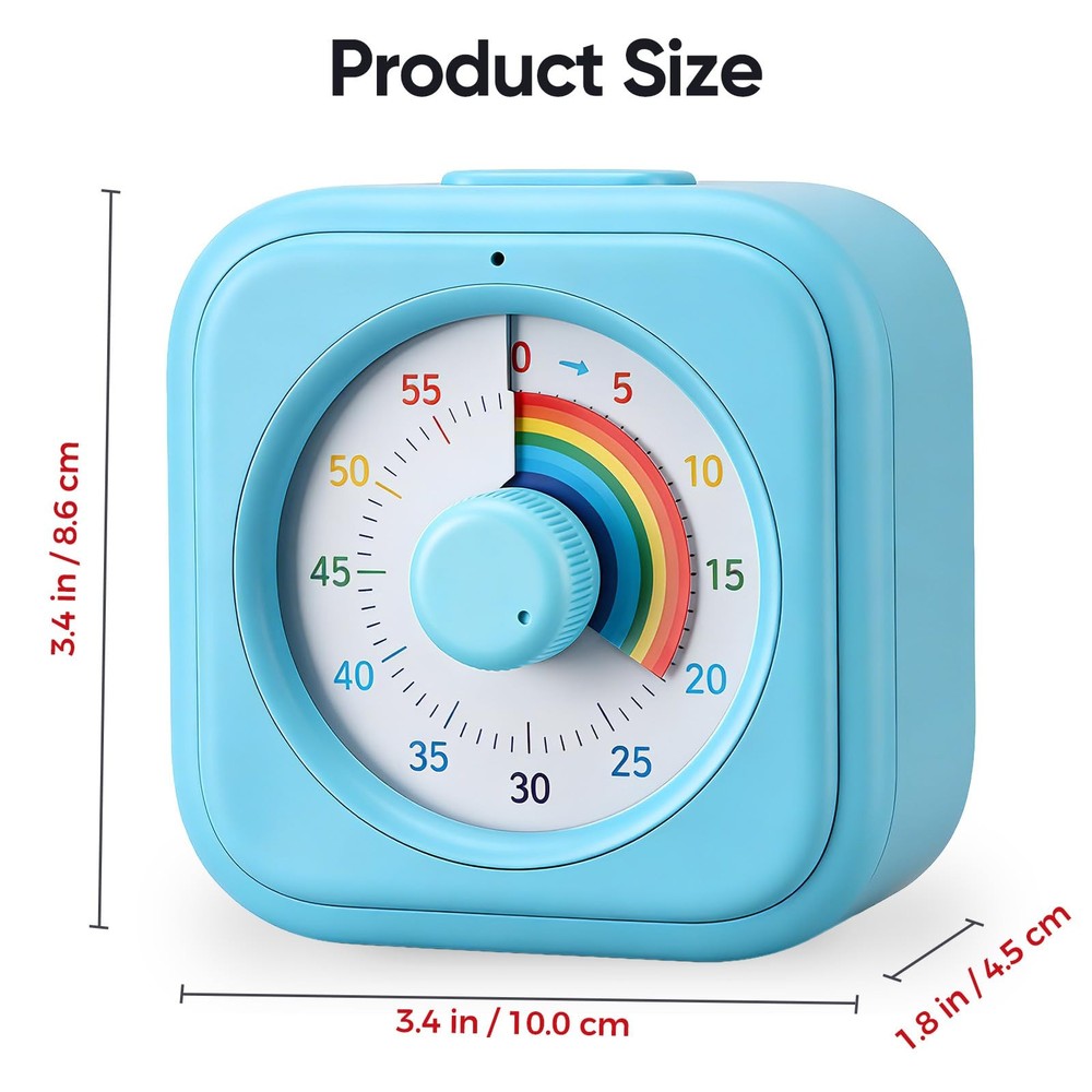 Rainbow Visual Timer for Kids, 60 Minute Silent Countdown Clock with Color Di...