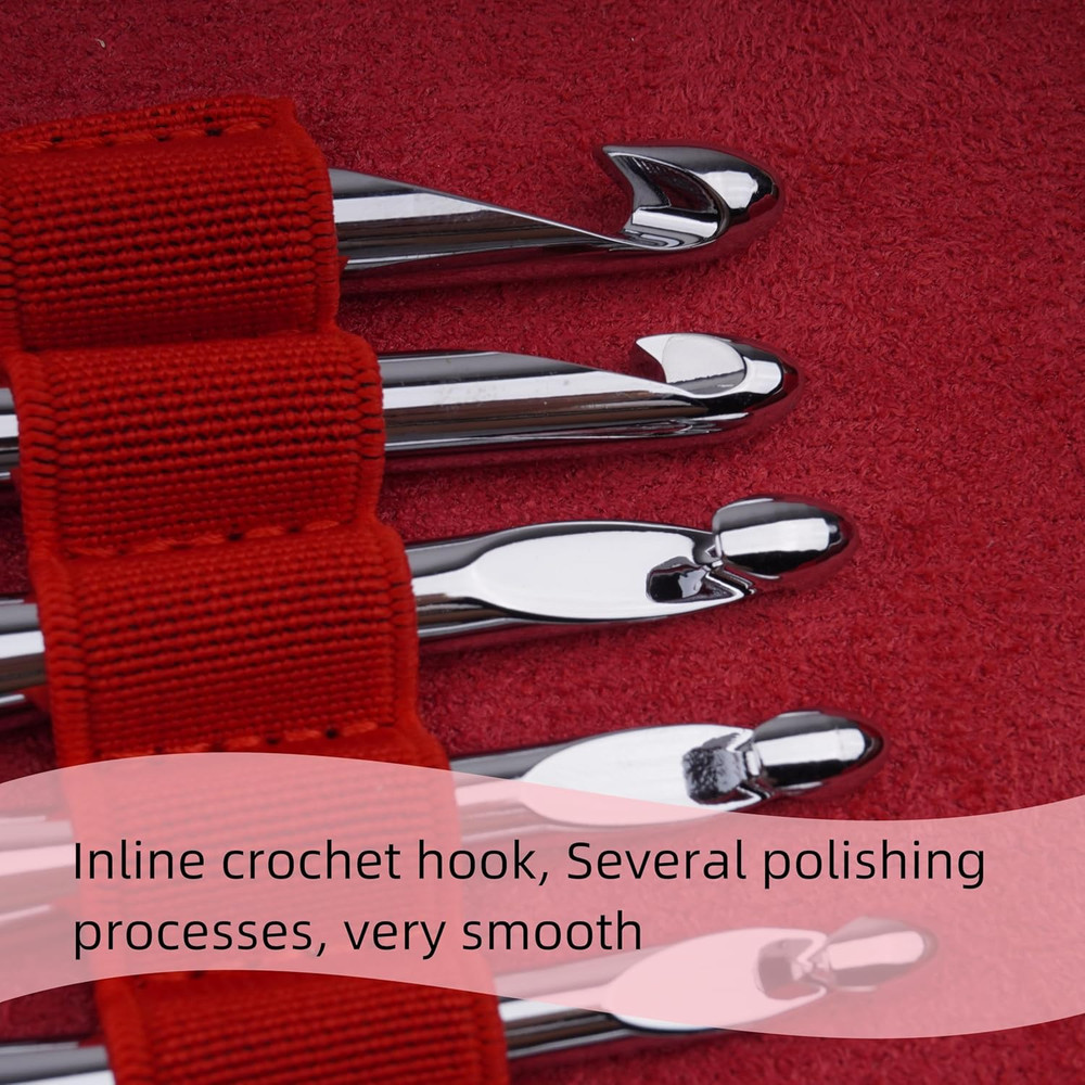 Interchangeable Inline Crochet Hook Ergonomic Crochet Hooks Set with Case For...