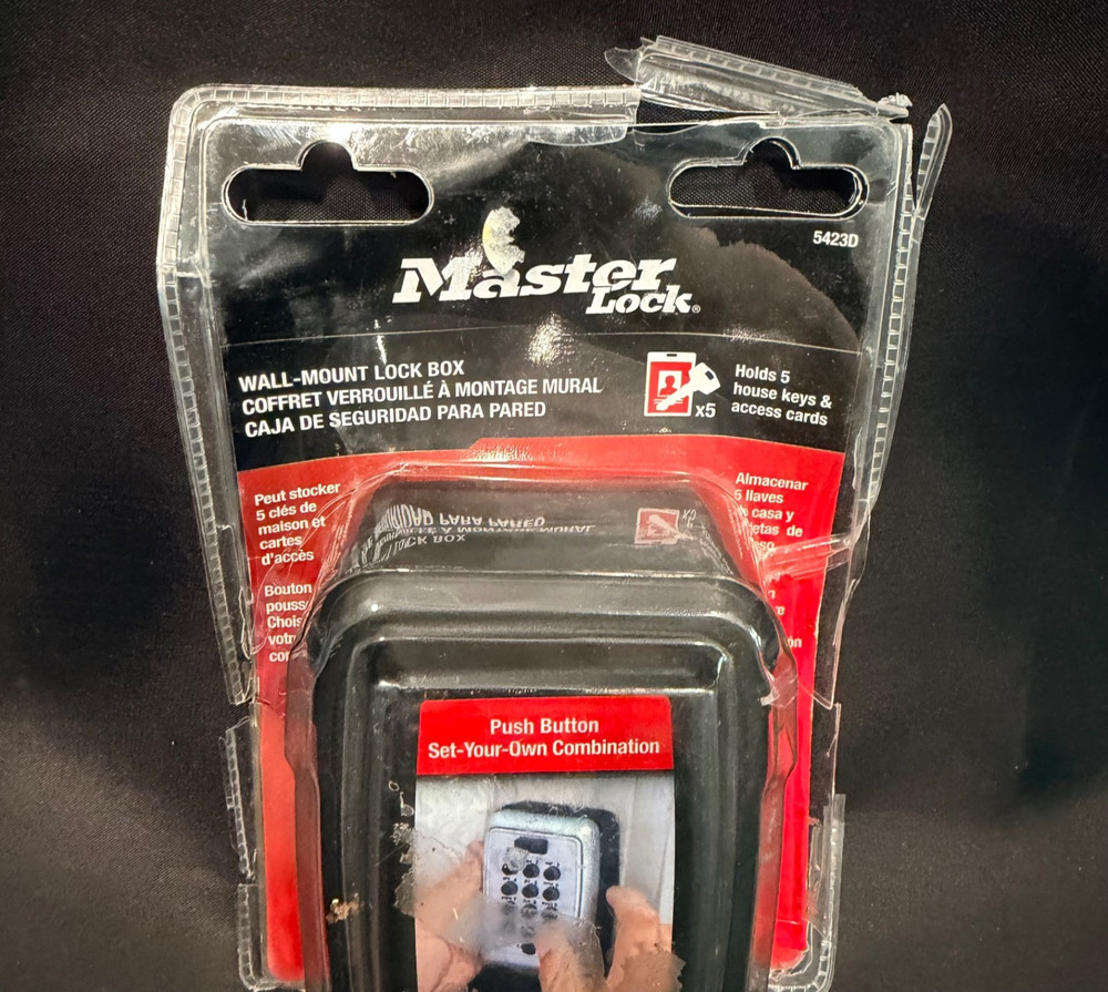MasterLock Wall-Mount Lock Box Push Button Set Your Own Combo BLK 5423D NEW Open