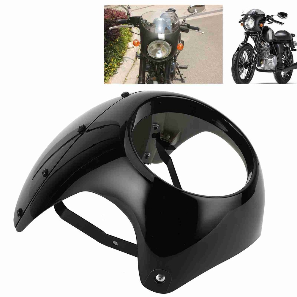 Black Lens 7in Headlight Fairing Wind Deflector Windshield for Motorcycle
