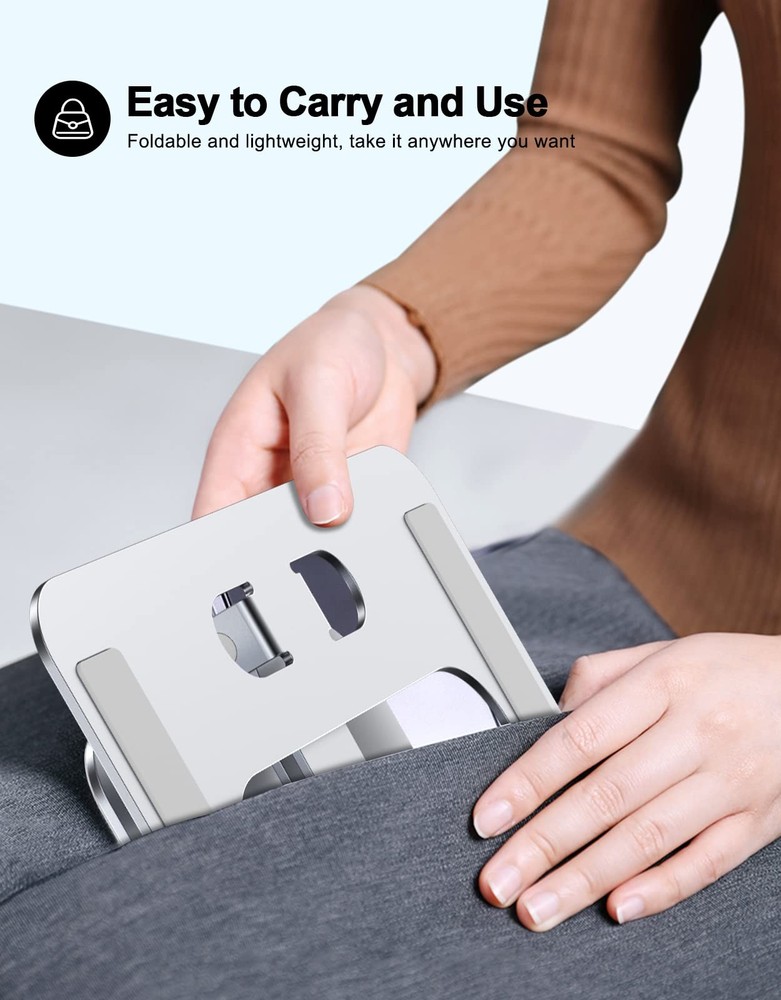 RIWUCT Foldable Laptop Stand, Height Adjustable Ergonomic Computer Silver