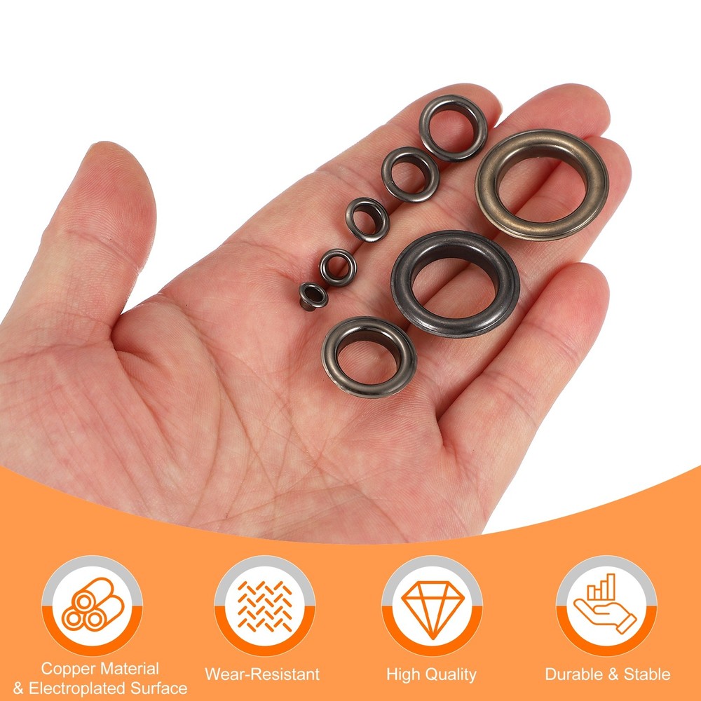 20Set Grommets Eyelets Kit 8mm Copper Eyelets with Setting Tool Gun Black