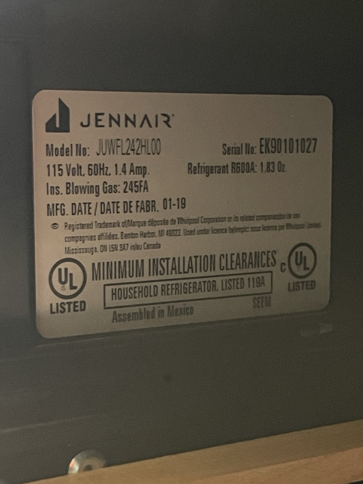 JennAir Rise 24 Inch Undercounter Dual Zones Wine Cooler - JUWFL242HL