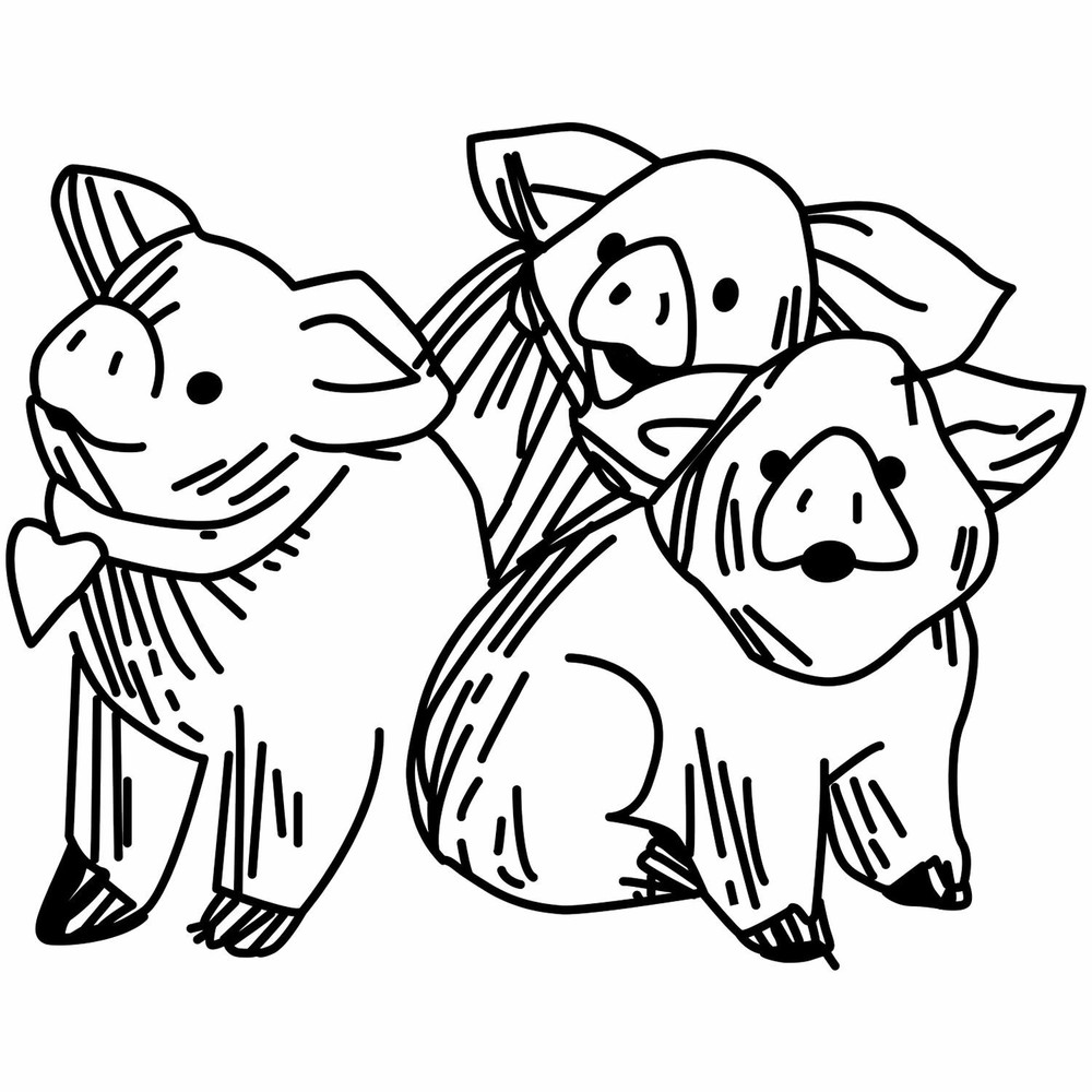 3 Pigs Rubber Stamp