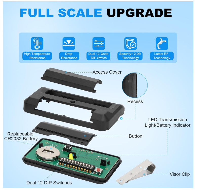 4Pk-811LM Remote for liftmaster with Encrypted DIP Programming Security+ 2.0....