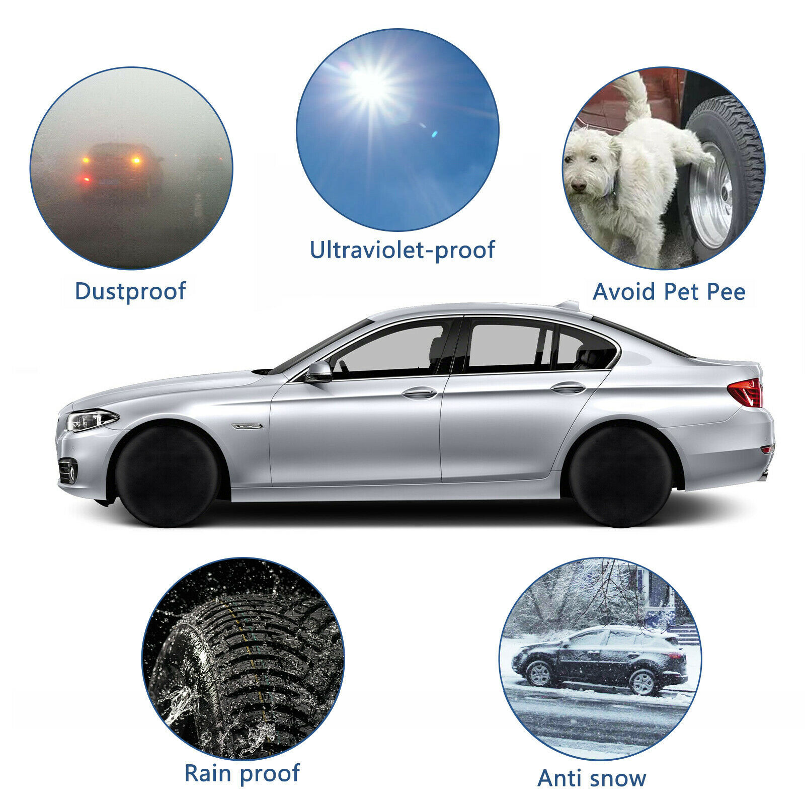 4PCS 30-32'' Waterproof Tire Covers Wheel&Tyre RV Trailer Camper Sun Protector