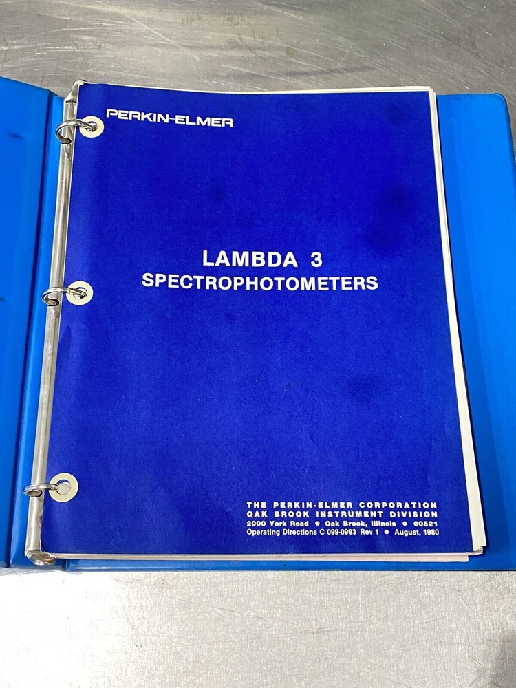 Perkin Elmer PE Lambda 3 Spectrophotometer UV Visible - Users Guide / Manual