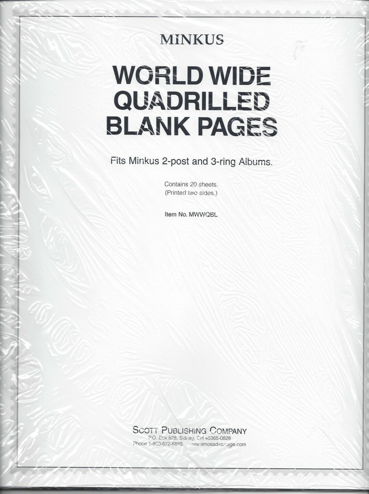 Pkg. 20 Minkus 2-Sided Quad Pages for Worldwide 9-1/2" x 11-1/4" MWWQBL