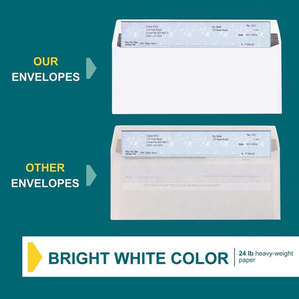 EnDoc #8 Double Window Envelopes Self Seal - Security Check Envelopes - 80 Co...