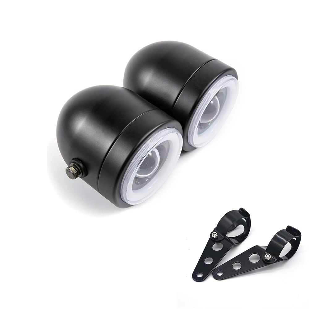 Motorcycle Headlight Assembly LED Double Front Head light with Mounting Brack...