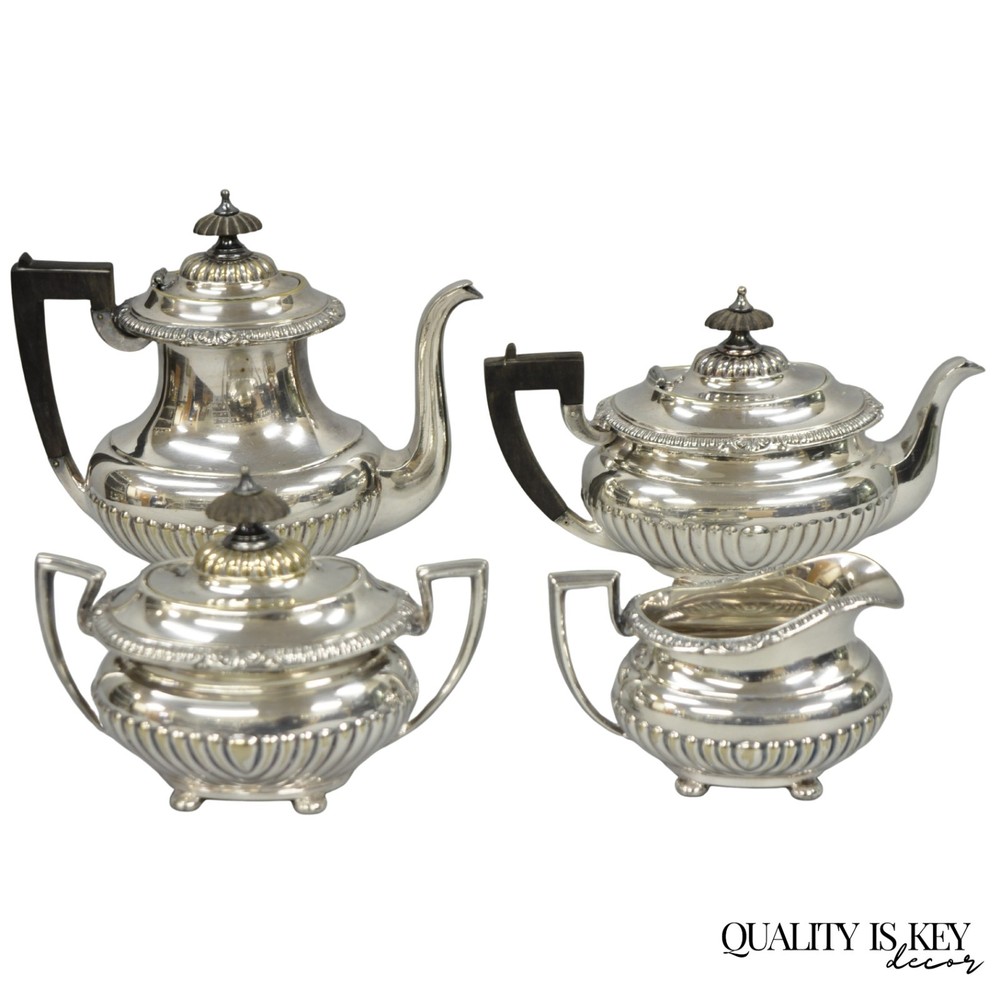 Vintage Reed & Barton Sulgrave Manor Edwardian Silver Plated Tea Set - 4 Pc Set