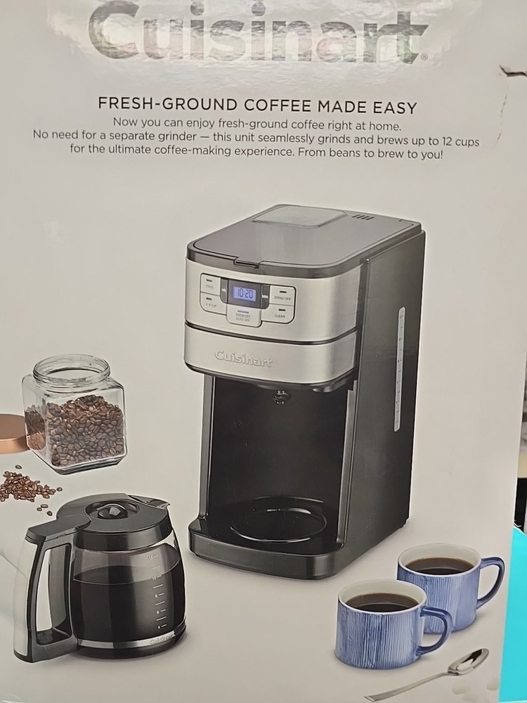 Cuisinart Automatic Grind & Brew 12-Cup Coffee Maker - Display Lcd Power TESTED