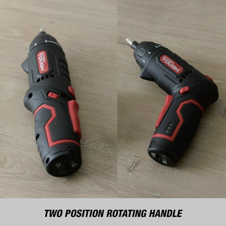 HYPER TOUGH 4V Rotating Head Cordless Screwdriver 2-Position Handle 6062