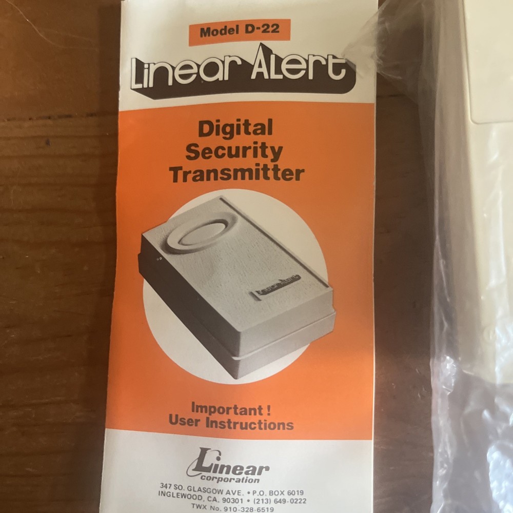 Linear Alert Digital Security Transmitter D-22 Panic Button