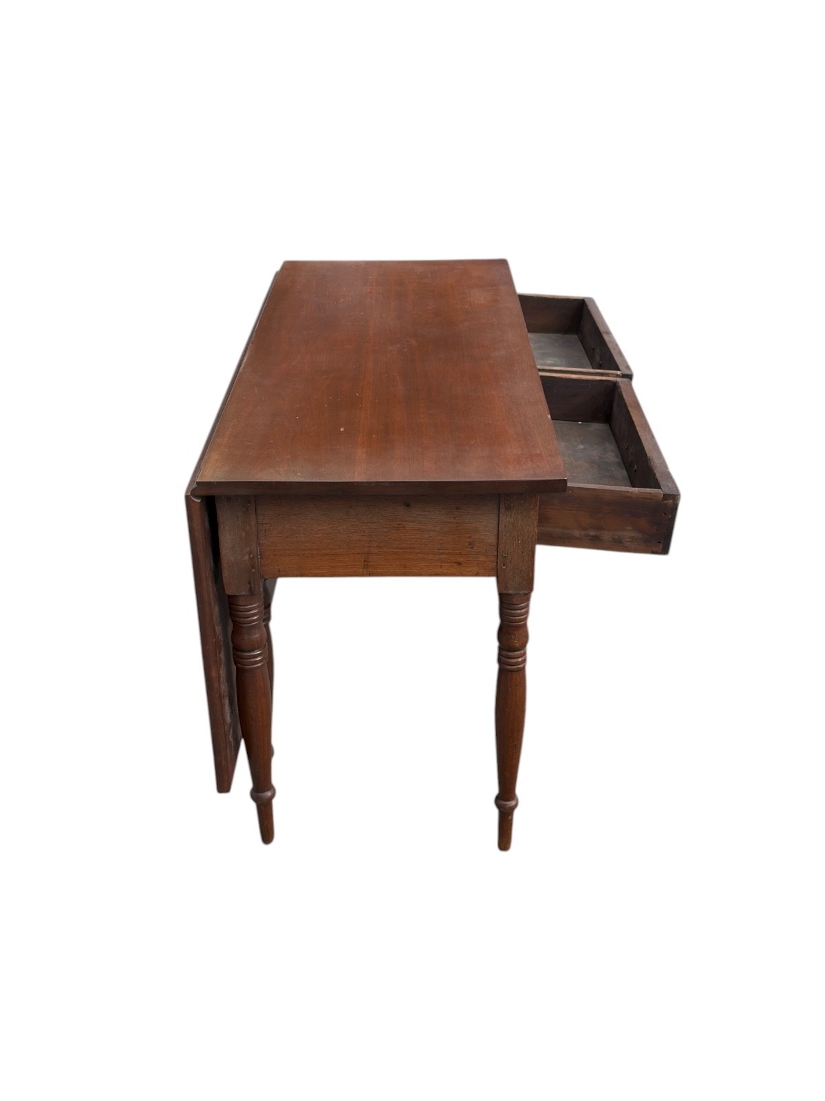 Antique Sheraton 2 drawer console work foyer table walnut 1820 country farmhouse