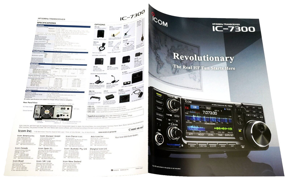 ICOM IC-7300 HF TRANSCEIVER 4 PANEL ORIGINAL COLOR BROCHURE