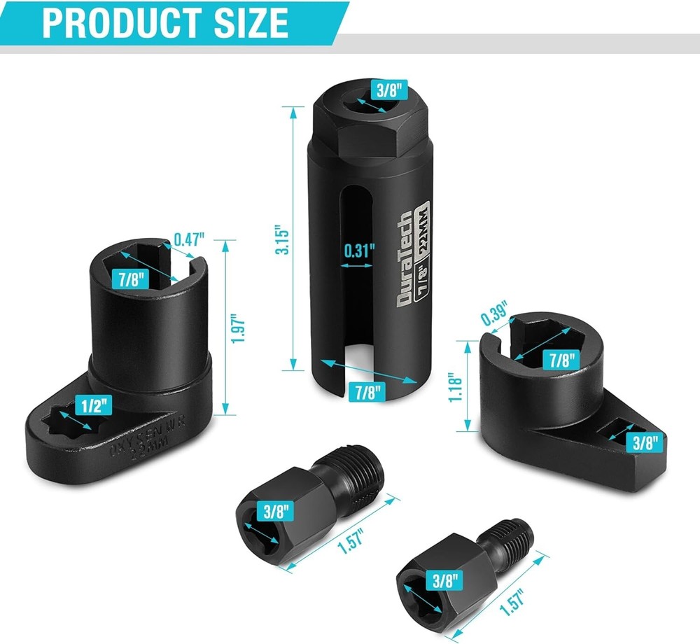 DURATECH O2 Oxygen Sensor Socket Thread Chaser 3/8 1/2"x7/8" 22mm Wrench Remover