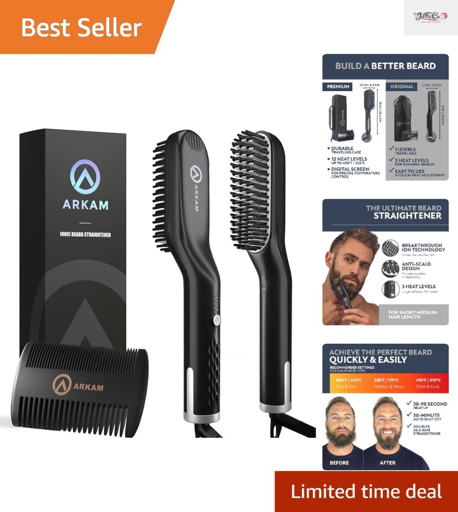 Stylish & Efficient Beard Straightener Brush - Perfect for Medium Length Beards