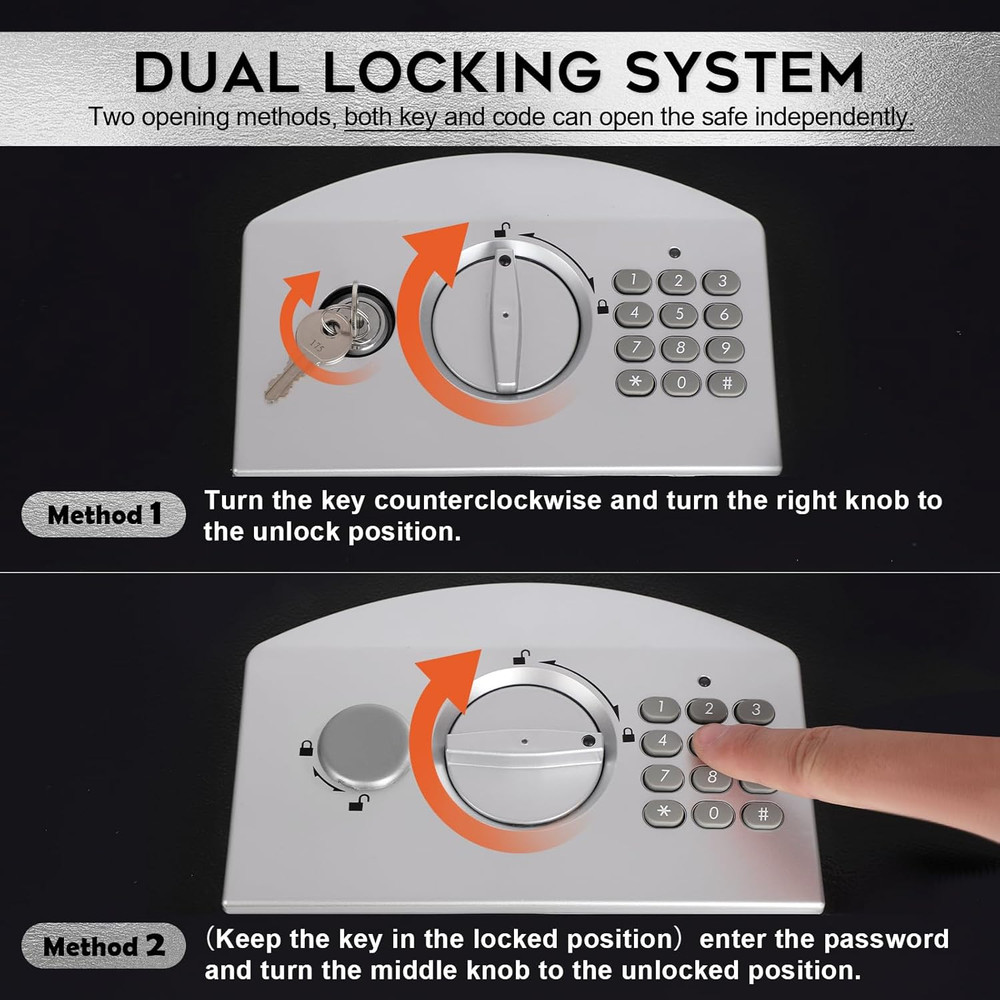 Portable Metal Safe Box with Digital Code Lock,Fire Resistant Storage for Docume