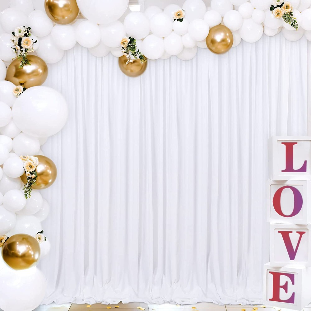 White Photography Backdrop Curtains 5x7 Ft Polyester Drapes Wedding Decor
