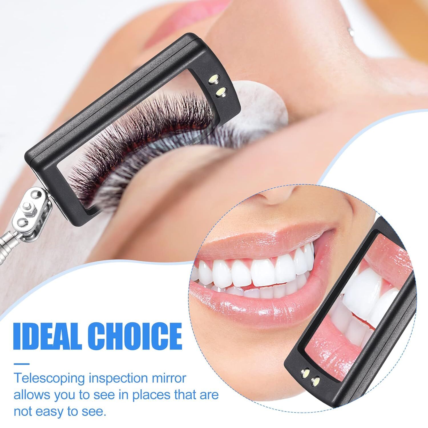 Inspection Mirror LED Lighted Mechanic Telescoping illuminate Swivel Extendable