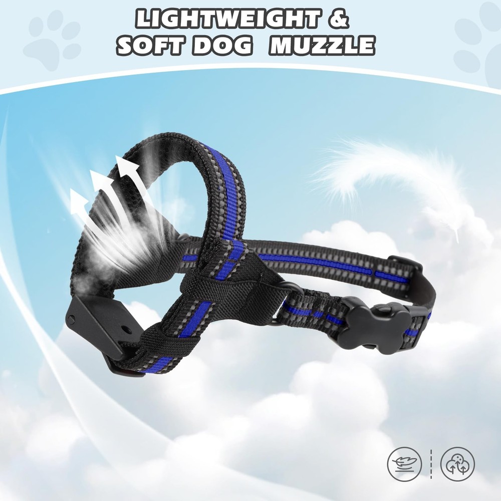 Dog Muzzle,Anti-Bite Adjustable Breathable Soft Muzzle for Small Medium Large...