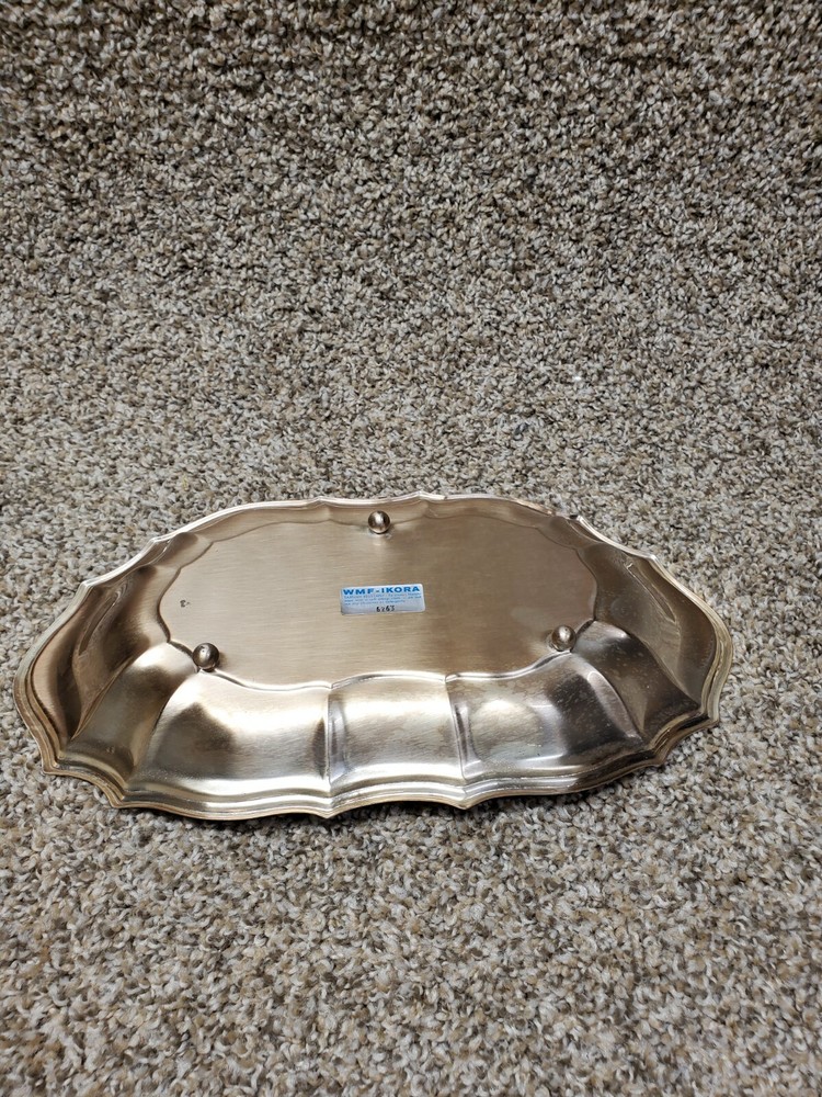 Vintage WMF-IKORA Brushed Silver Plate Footed oval Serving Tray