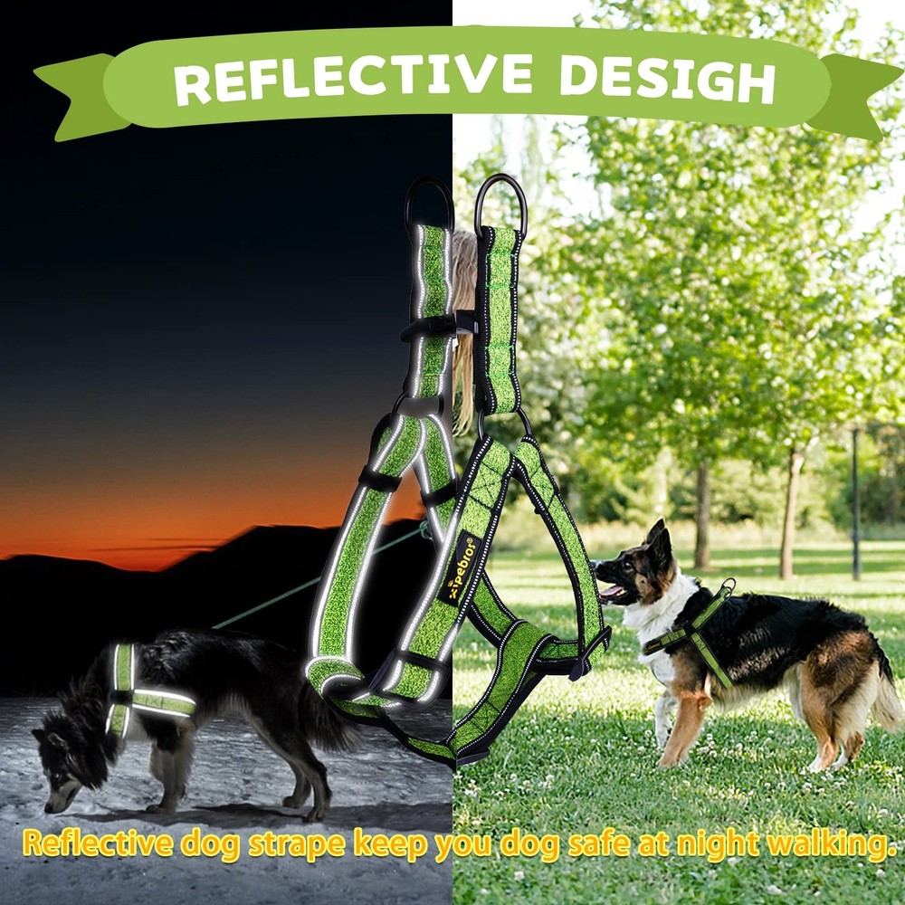 No Pull Dog Harness with Reflective Adjustable,Stops Pets from Pulling and Ch...