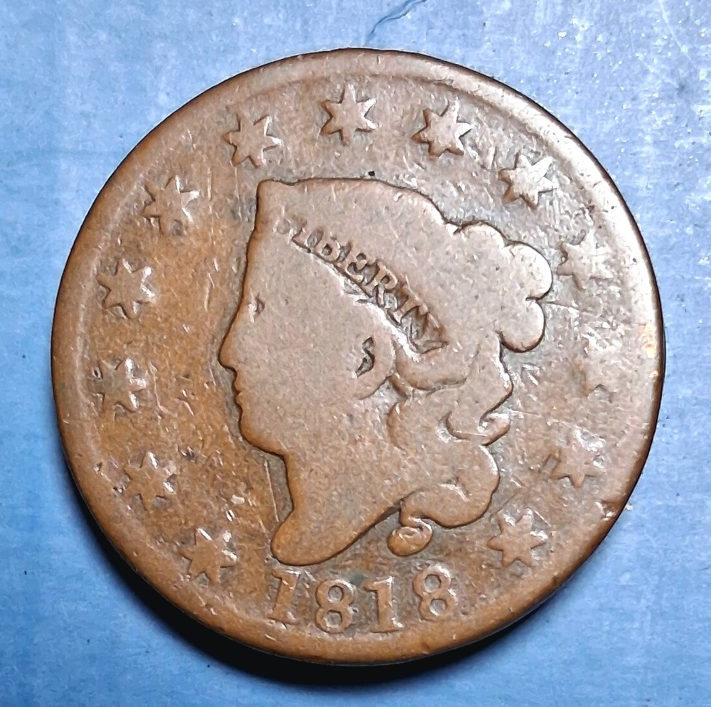1818 Matron Head Large Cent.  AG/G .
