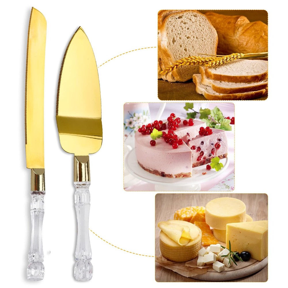 2PCS/Set Wedding Cake Knife and Server Set, Cake Cutting Set for Wedding with...