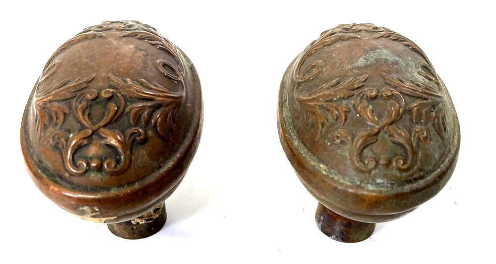 Vintage Salvage Oval Knobs, Copper Door Knobs, Antique, Free Shipping
