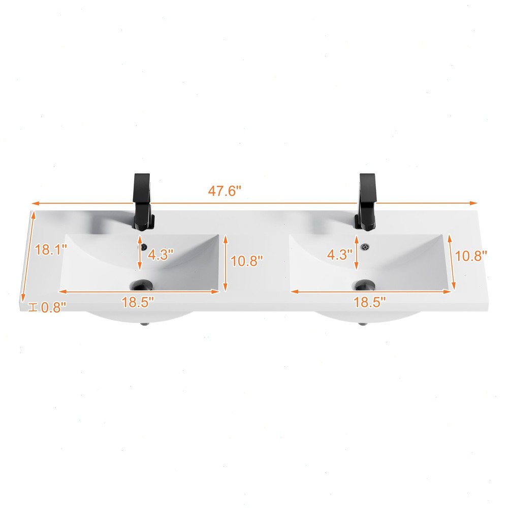 48" Double Sink Vanity Top Undermount Bathroom Sink
