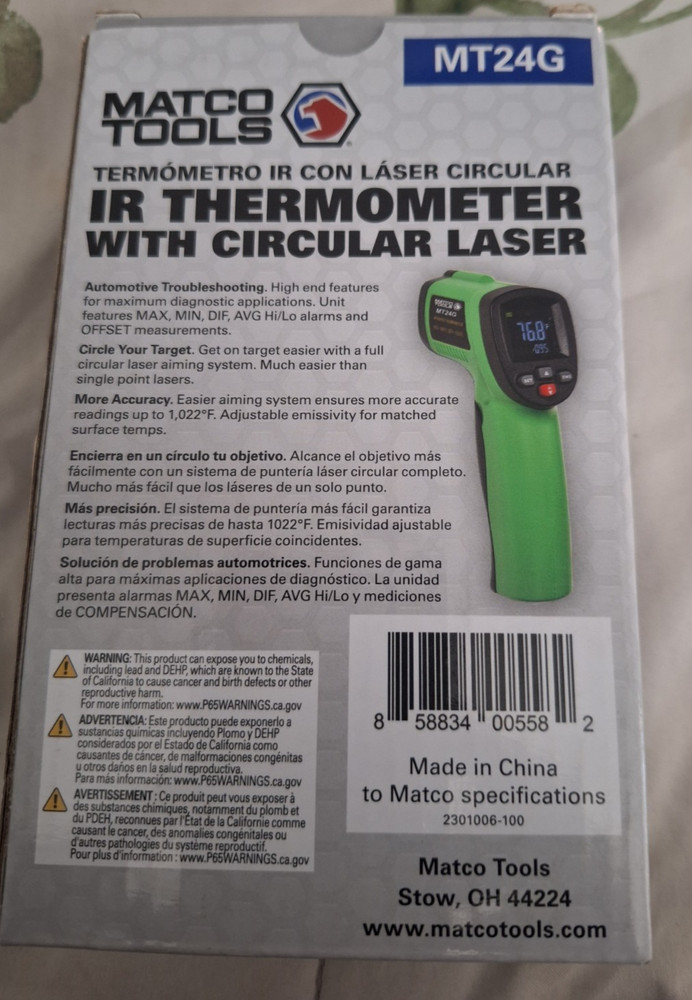 Matco Tools IR Thermometer with Circular Laser MT24G