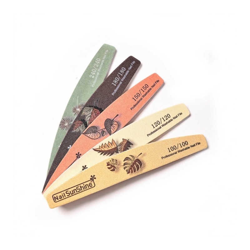 5PCS Nail Emery Boards with Double Side Grit Curved Sanding Tools Precise