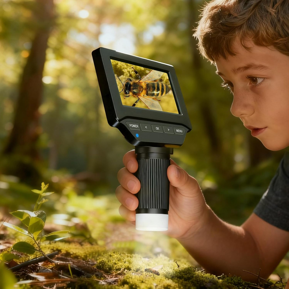 Digital Microscope,4.3" Digital Coin Microscope with Screen,With 8 Adjustable LE