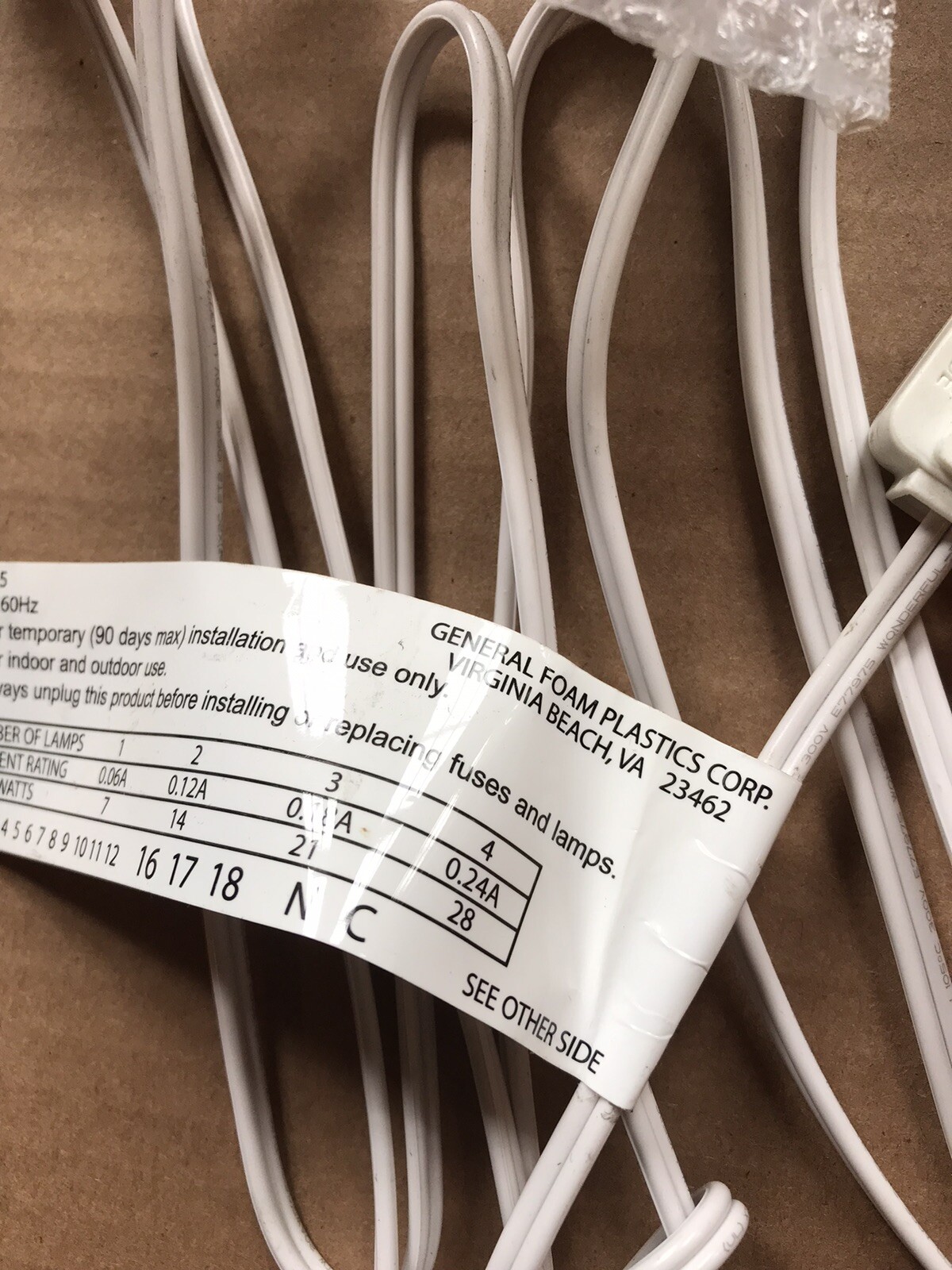 Blow Mold Light cord C 7 Clip In 3 BULBS NEW ORIGINAL General Foam Replacement