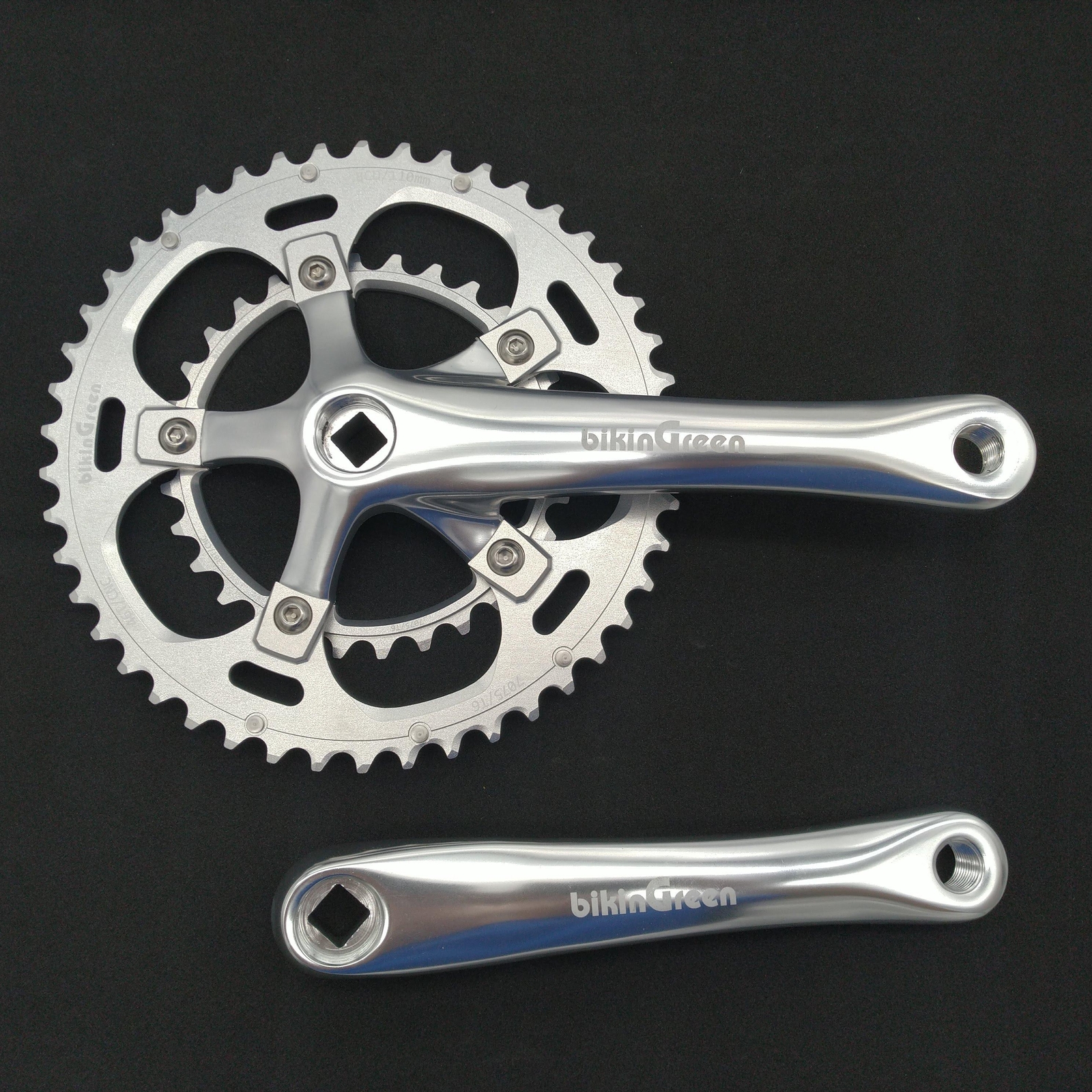 bikinGreen Classic 170mm Crankset with 46/30T BCD 110mm Silver chainring Vintage