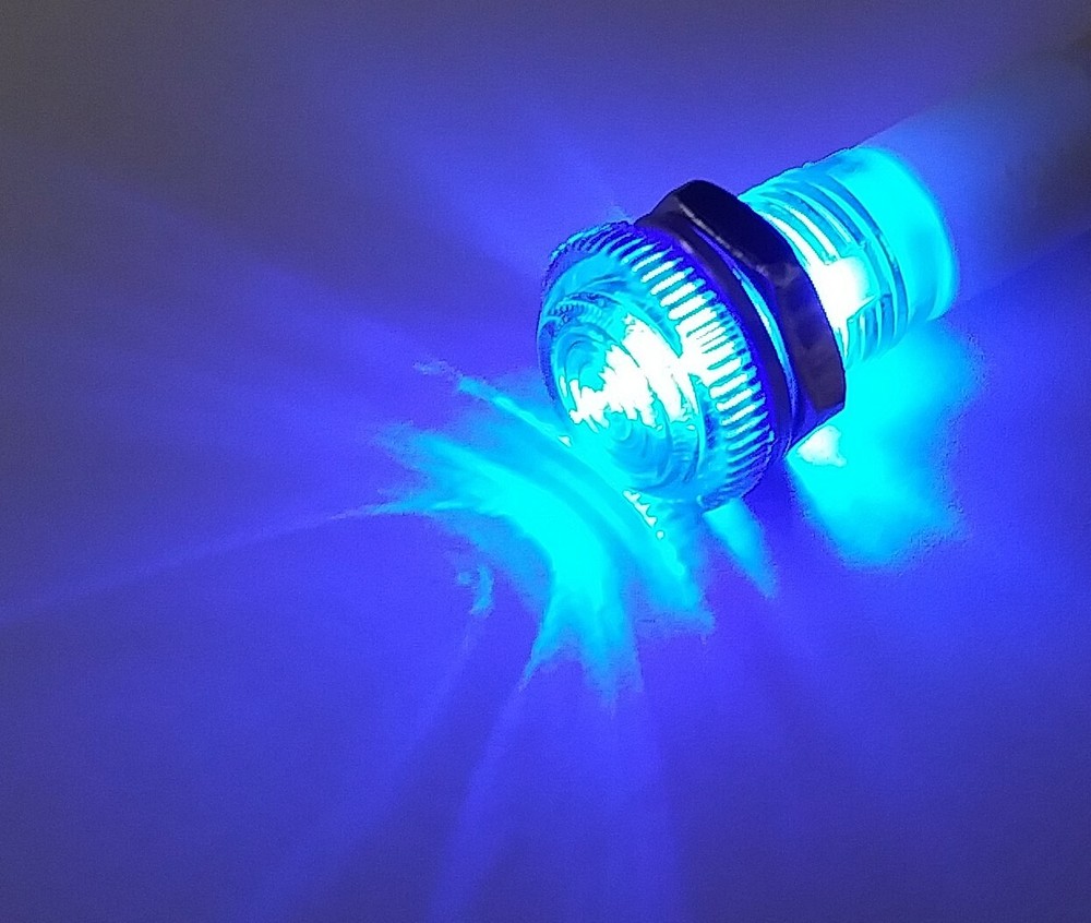 BBT 12 volt DC Waterproof Blue LED Low-Profile Indicator Light