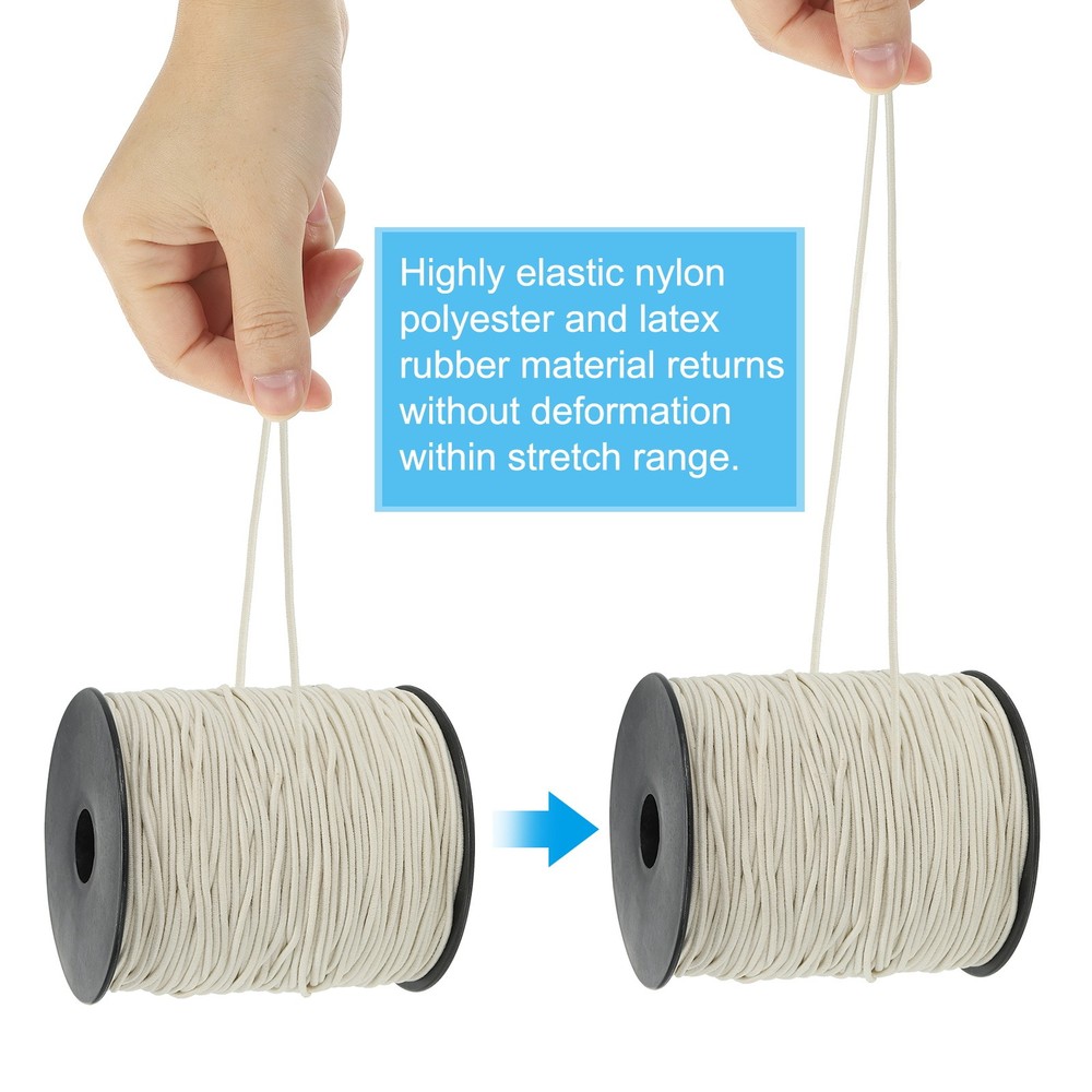 Elastic Cord, 1.5mm Stretchy Elastic String 100 Yards Beige