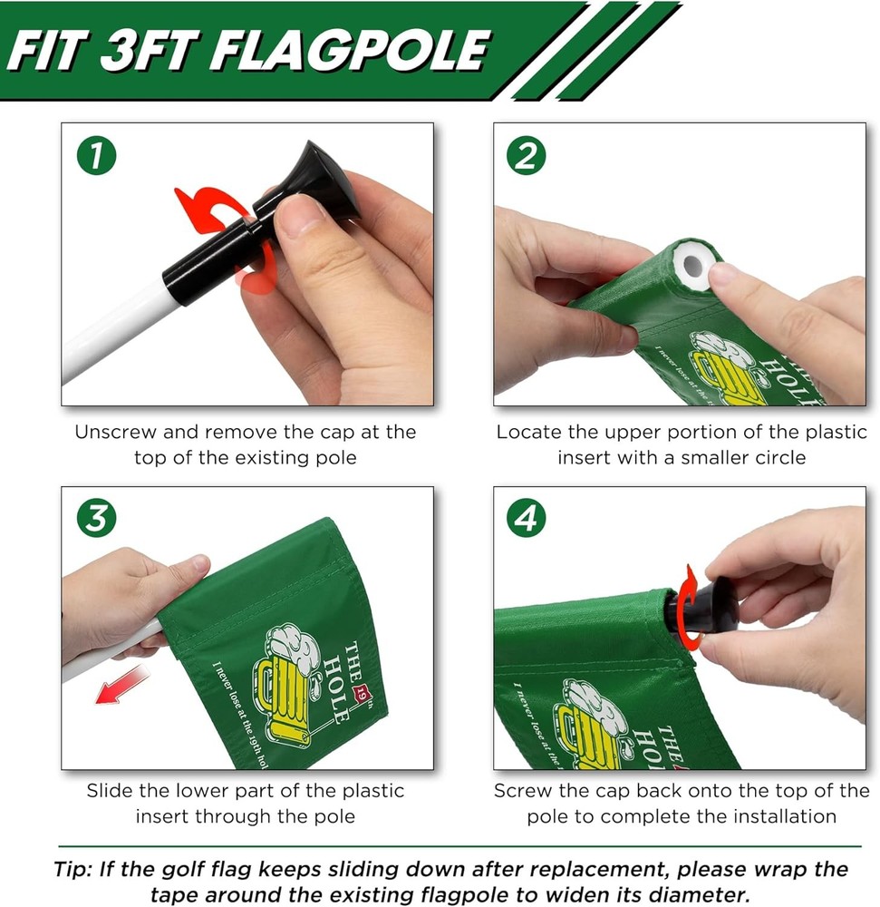 19th Hole Portable Golf Flag for Backyard Putting Practice & Training Aid
