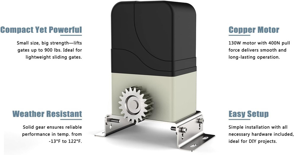 Automatic Sliding Gate Opener 900Lbs with 2 Remote Controls, Rack Driven Electri
