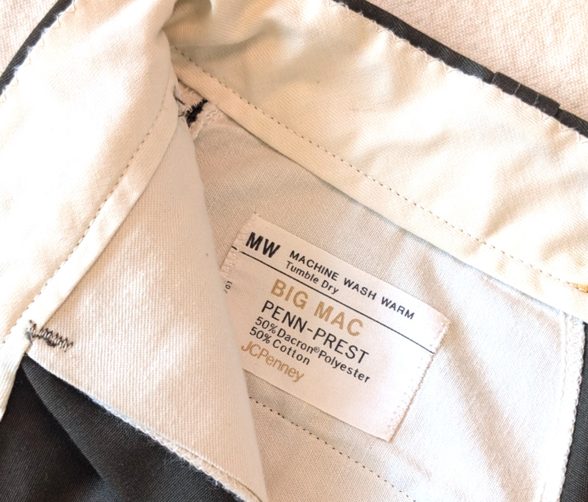 Vintage Big Mac Penn-Prest Green Twill Work Trousers 60s 70s 32x30 Penney's