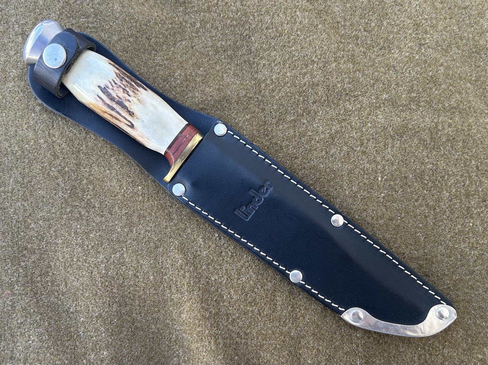 Vtg Linder Stag Horn Grip German Hunting Knife Solingen 6 Inch Blade