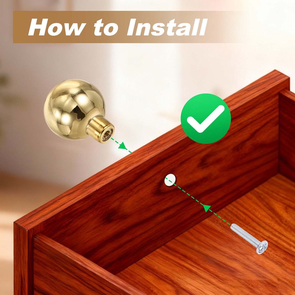 6 Pcs Cabinet Knobs, 1-3/8" (35mm) Diameter Knob for Kitchen, Matte Black