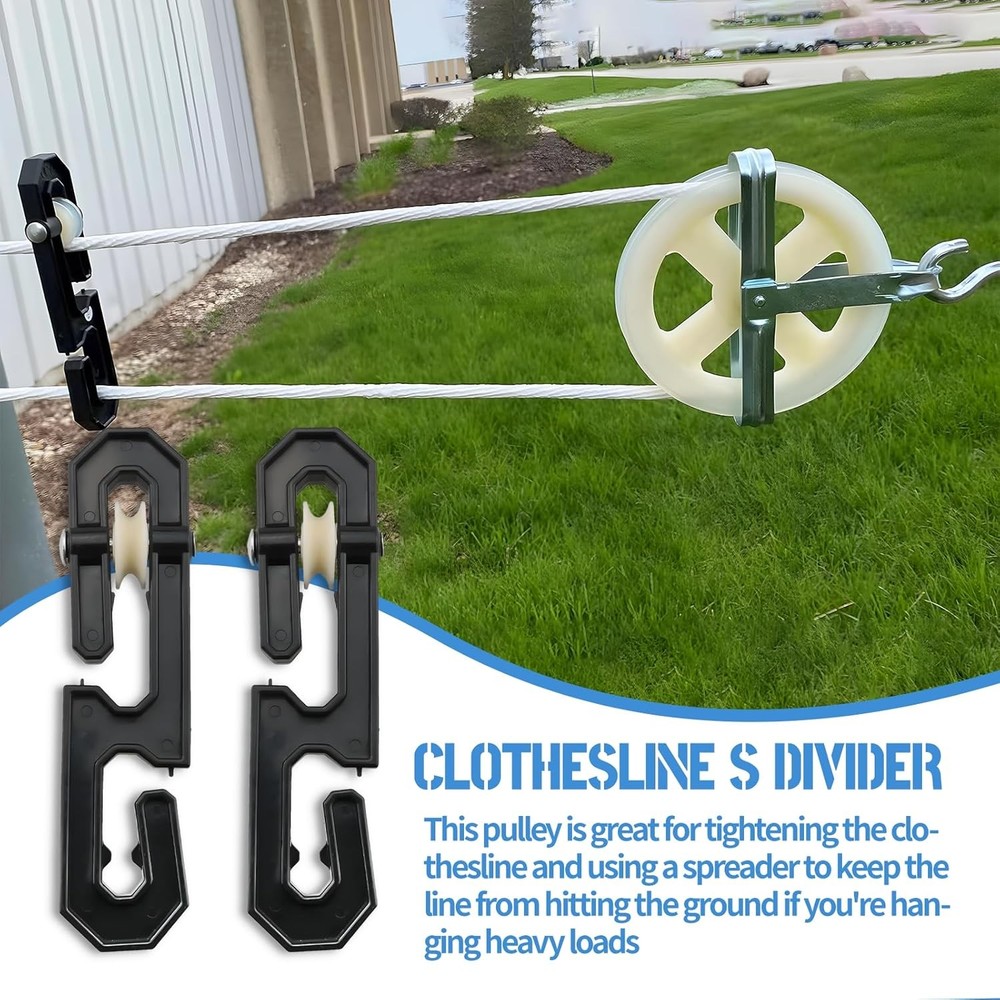 Clothes Line Outdoors, Clothes Line Pulley Kit Include 164ft Polyester