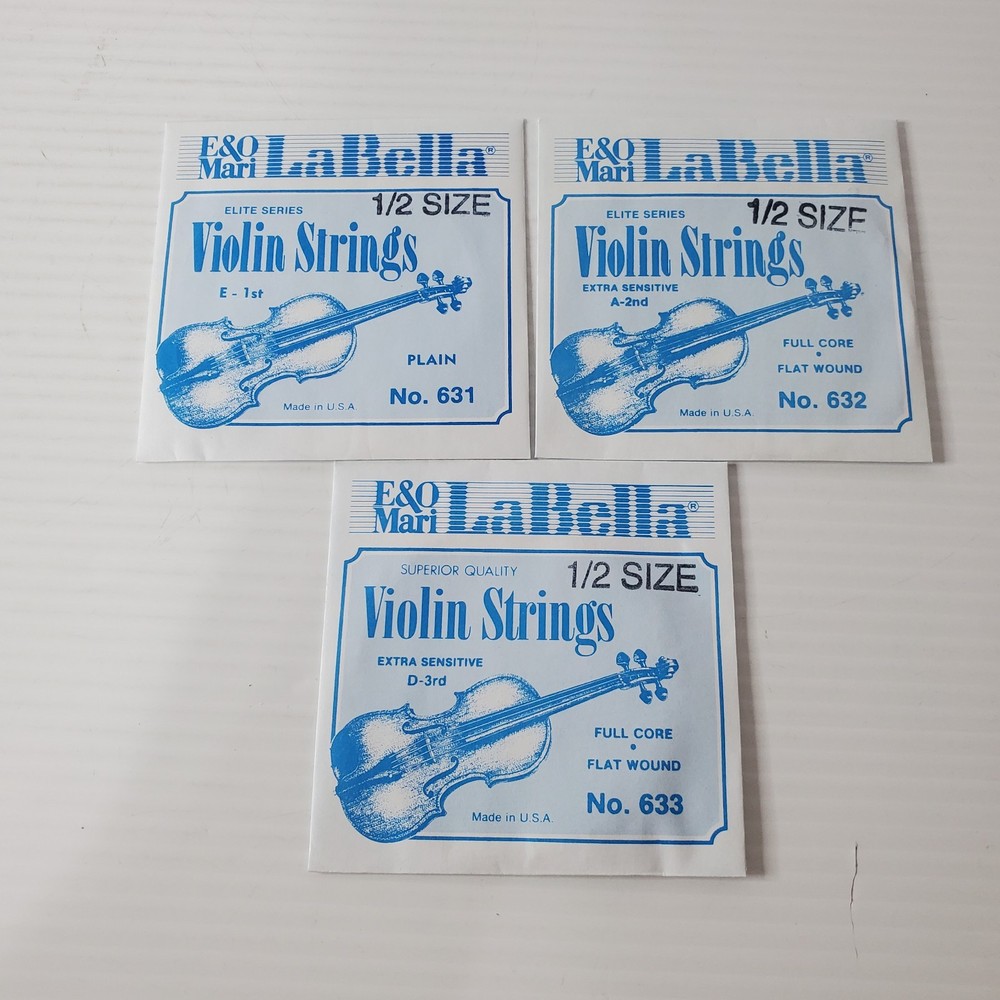La Bella 630 Violin 3 String Set Flat Wound 1/2 Scale Extra Sensitive Full Core