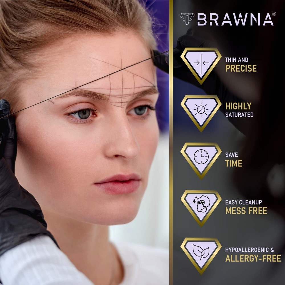 BRAWNA Pre Inked Mapping String for Microblading & Microshading 4 pack
